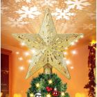 NIGHTYNINE Etoile Sapin de Noel, 2 en 1 Lampe Projecteur LED Flocon de Neige Éclairage de Noël Decoration Noel pour Sapin- Étoiles d'or
