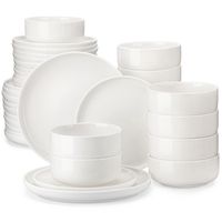 MALACASA Vaisselle Seris LUNA, 36 pièces Service de Table, Assiettes / Salade Plates et de Bols pour 12 Personnes - Blanc