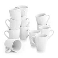 MALACASA Vaiselles Série ELISA, 12pcs Mugs Porcelaine Blanc, Service à Thé Café Tasses pour Eau Lait 360ml  - 8.5*10.3cm