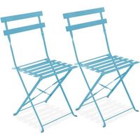 Lot de 2 chaises pliantes bistrot - Acier - Oviala - Bleu