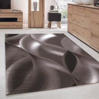 Tapis Moderne de Salon abstrait ombre d'Ondes Optique Marron Beige (200x290 cm)