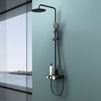 Colonne de douche noir Sogood système de douche flexible avec robinetterie mitigeur douchette à mains pomme haute
