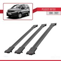Pour Peugeot Rifter 2019-2023 Barres de Toit Railing Porte-Bagages de voiture 3 pièces FLY Modèle NOIR 755