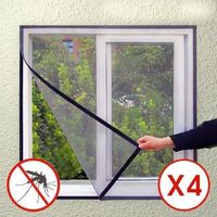 Lot de 4 Moustiquaires Pour Fenêtre Avec Fixation Velcro 120 x 100 cm Filet Noir Anti-moustiques Anti-Insectes
