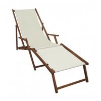 Chaise longue de jardin blanche avec repose-pieds, chilienne, bain de soleil pliant 10-303F
