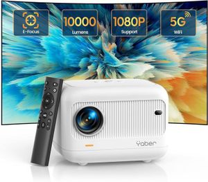 Vidéoprojecteur Videoprojecteur Portable, E1 10000 Lumen 5G Videoprojecteur WiFi Bluetooth 5.2, ±40°Correction Verticale, Supporte 1080P.[Z56]