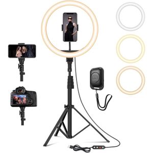 Lampadaire Selfie Ringlight LED 160 Cm - Noir, Pied Réglable, éclairage Parfait Pour Vidéos Et Photos