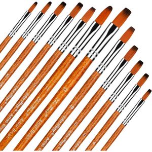 Ensemble de 5 Pinceaux à Pointes Angulaires Poils en Nylon Manche en Bois Artistes Pinceaux pour Enfants Adultes Débutants pour Peinture Acrylique Huile Gouache Aquarelle Ongles Corps Visage