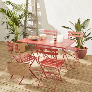 Ensemble table et chaise de jardin Salon de jardin bistrot pliable - Emilia rectangul