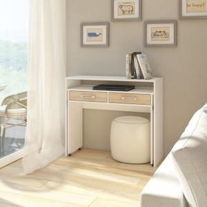 Bureau Extensible 1 Tiroir Azort 100cm Blanc