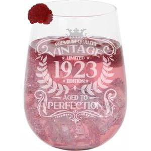 GIN Verre À Gin Sans Pied Gravé Pour 100E Anniversaire Vintage 1923 Aged To Perfection - 590 Ml[u2431]