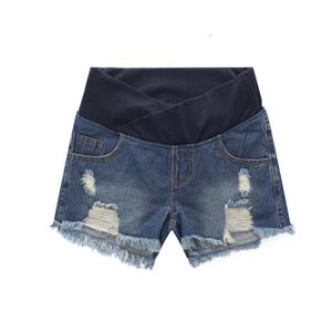 SHORT Short de grossesse pour femme - Short en jean - Pantalon de grossesse avec bande ventrale pour l'été