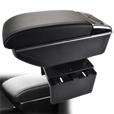 Accoudoir Central Universel Pour Dacia - Réglable Et Coulissant - Cuir Simili Noir