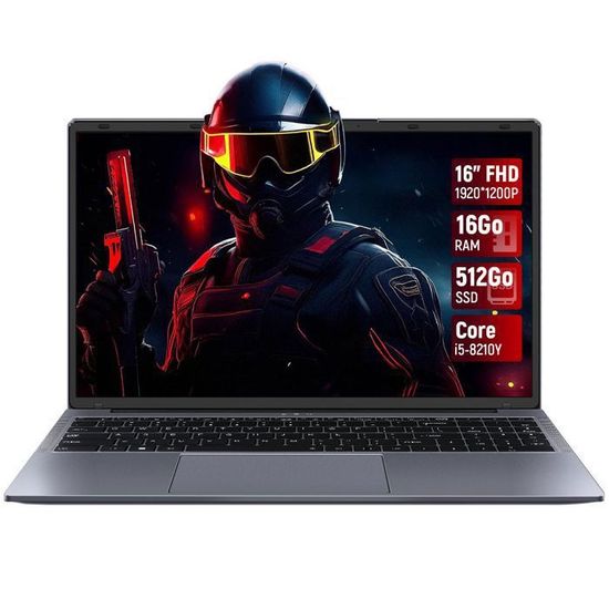 PC Portable 16-Intel Core I5-8210Y(Jusqu'à 3,6 GHz)-16Go RAM 512Go SSD
