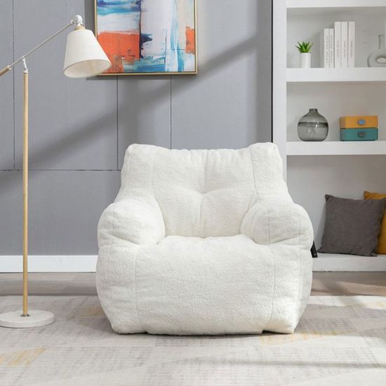 Canapé Poire Paresseux - 2 Places - Mousse à Mémoire De Forme - Velours Doux Beige - Sans Montage - 145 X 95 Cm