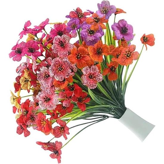 Fleurs UV Résistantes YUGYUM - 10 Fleurs Artificielles Extérieur Résistantes Aux UV - Pensées Réalistes En Soie - Décoration Printanière Blanche Pour Pots Et Intérieur Fleurs Plastique Sans Entretien