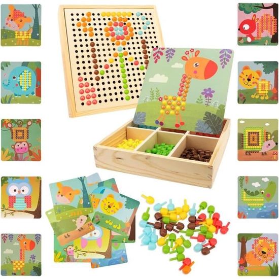 SunAurora Jeu De Mosaïque Enfichable Pour Enfants – 240 Perles Et 10 Planches Colorées – Jouet Éducatif Créatif Dès 2 Ans – Cadeau Parfait Pour Garçons Et Filles