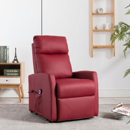 1628Inspiré® Fauteuil luxe confort & relaxation,Fauteuil inclinable électrique Rouge bordeaux Similicuir SIZE:68 x 87 x 105 cm Meubl