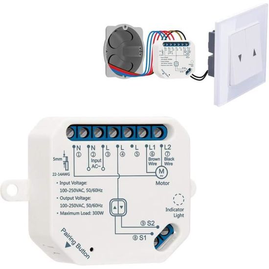 2 Interrupteur Module Volet Roulant Connecté, Commutateur Rideau Stores  WiFi, Compatible avec Alexa Google Home pour Commande V A155 - Cdiscount  Bricolage