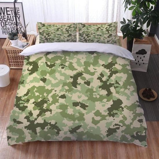 Housse De Couette Et Taies D'oreiller Double Camouflage Spot Bassetti