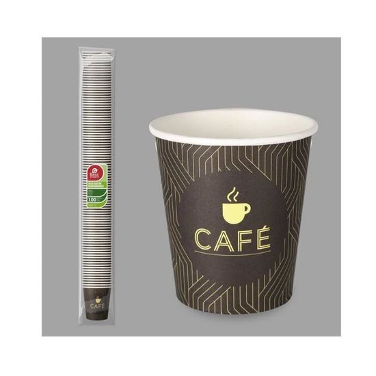 Lot 100 Gobelets Café Papier Jaune 75ml + 100 Palettes Bois – Biodégradables & Compostables – Éco Pour Bureau, Café, Maison