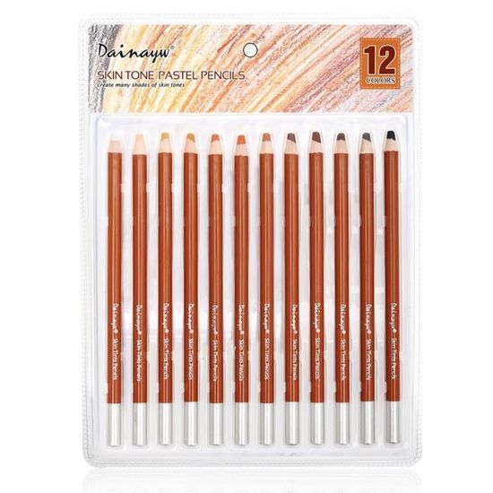 Skin Tints style2 Crayons pastels doux en bois, douze crayons de