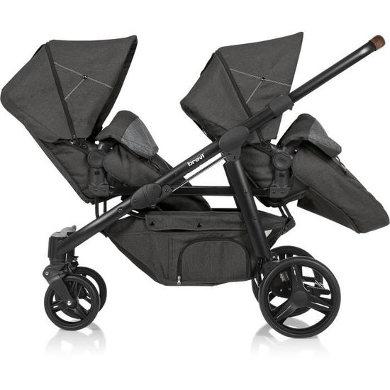 BREVI - Ovo Twin poussette double Gris foncé chiné