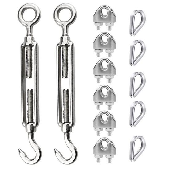 Lot De 2 Tendeurs En Acier Inoxydable 304 – Filetage M8 – Avec Crochet – Pour Câbles, Sangles, Fixation