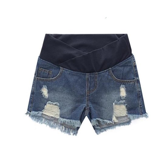 Short de grossesse en jean Pantalon de grossesse avec bande ventrale pour l ete Femme Denim Loose blue Cdiscount Pret a Porter