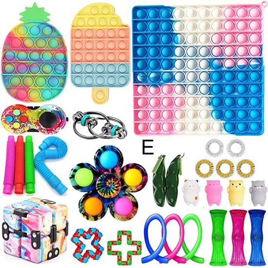 Lot De 4 Jouets Sensoriels à Bulles – Anti-stress En Silicone – Cœur, Ours, Tournesol, étoile