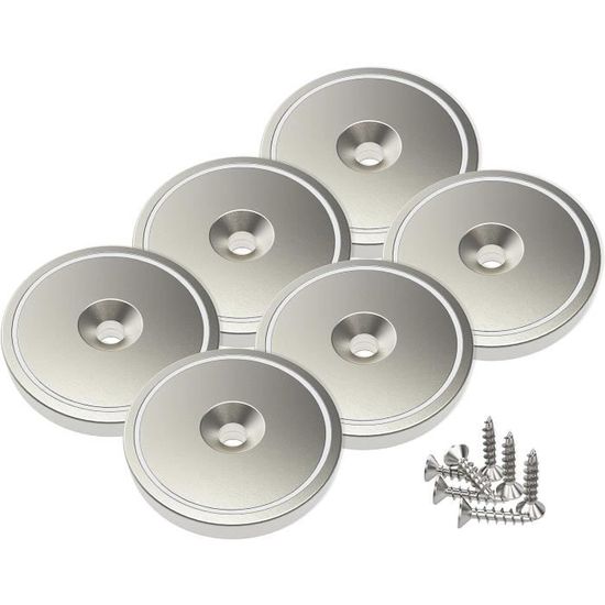 12 Aimants Néodyme 10kg Avec Trou - Capsule Et Vis Incluses - Pour Portes Magnétiques, Bricolage
