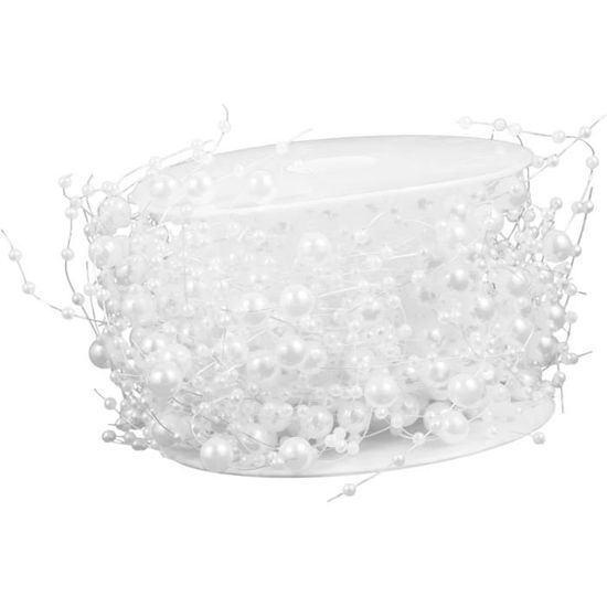 Chaîne De Perles 50M Rouleau 3mm - Ligne De Pêche Et Décoration Mariage Blanc