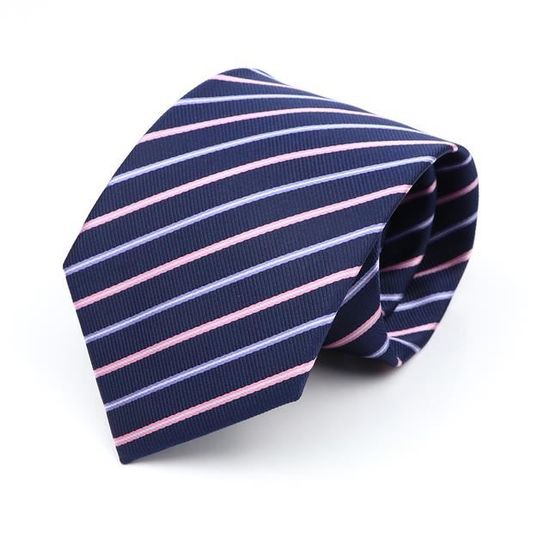 Cravate Homme Embassy Row En Soie 100% - Bleu Marine à Rayures Gaufrées - Longueur Longue, Largeur Large - Neuf étiqueté