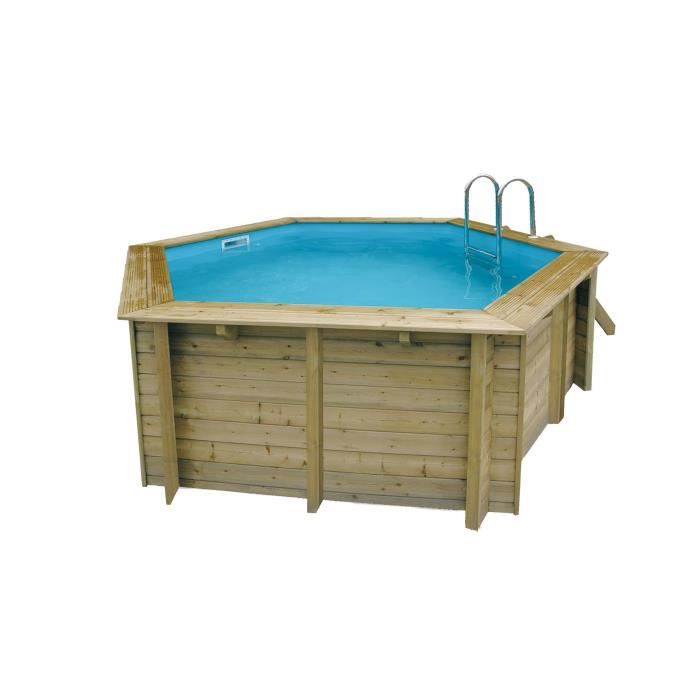 Kit Piscine hors sol en bois UBBINK - Azura - 410 x 120 cm - Ronde (Filtre à sable, échelle intérieure, échelle extérieure + bâche)