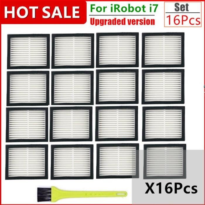 16pcs - Kit de remplacement de pièces détachées pour aspirateur Robot iRobot Roomba i7 + E5 E6 série I, bross