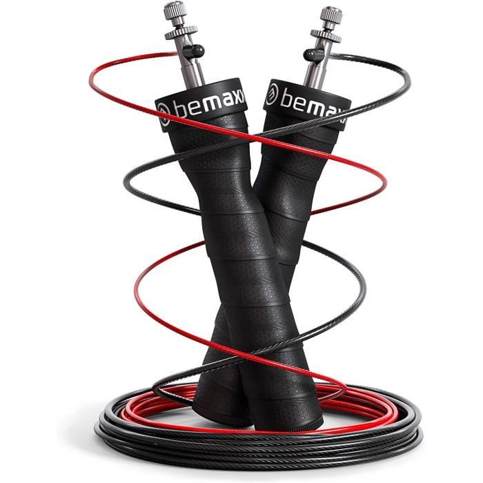 Bemaxx - Corde à Sauter Speed Rope + livret d’Exercices & câble de Rechange - Roulements à Billes Expert, Grimper