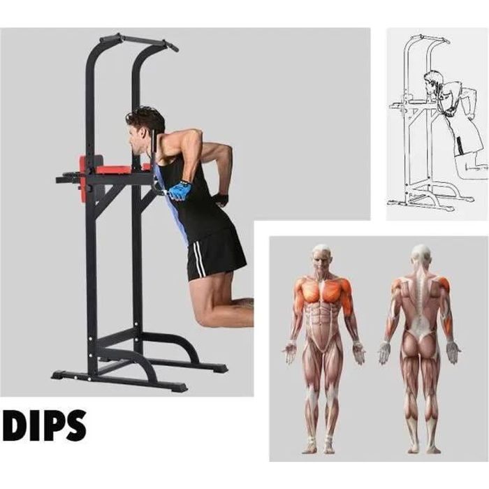 Chaise Romaine Barre de Traction pour Musculation à Domicile, Station de Dip Chin Up Bar réglable pour Fitness