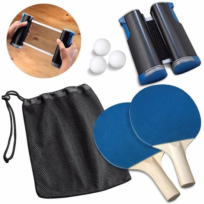 Ensemble de tennis de table Télescopique Net Rack 1 paire de tennis de table Ping Pong