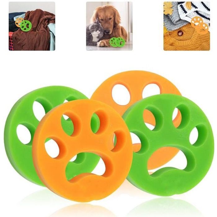 4PC Boule Anti Poil, Boule Lavage Machine Anti Poil, Pour Poil Machine à Laver, Cheveux Peau Débris Laine Coton Cheveux Animaux Net