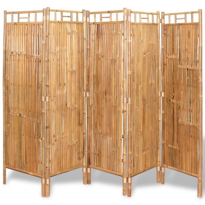 P146 vidaXL Cloison de separation 5 panneaux Bambou 200 x 160 cm