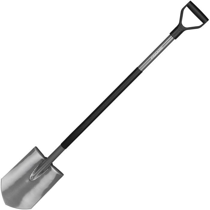 Jardinage Fiskars Bêche à bord pointu pour sol dur et caillouteux, Longueur: 125 cm, Acier au bore haute qualité, Gris-N 91457