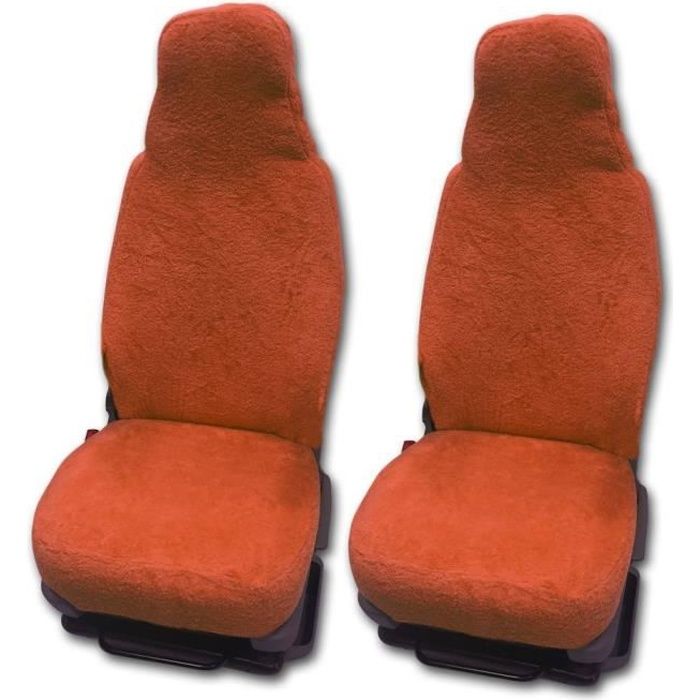 RAU Housses de siège universelles 100% éponge Couleur : Terracotta pour sièges Pilote et Camping-Car