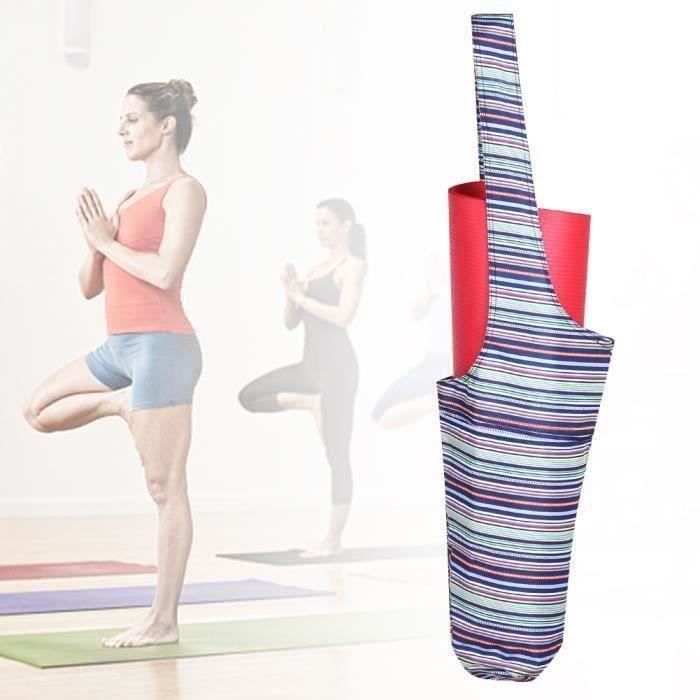 CEN Tapis de yoga portatif en plein air avec sac de transport pour tapis de fitness avec large poche latérale (bleu)