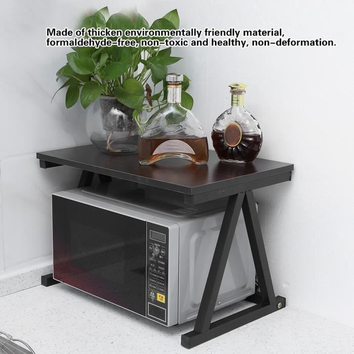 étagère Support de four à micro-ondes 57 *38 *38cm de rangement pour armoire de cuisine de comptoir à 2 couches - Noir HB046 -VIE