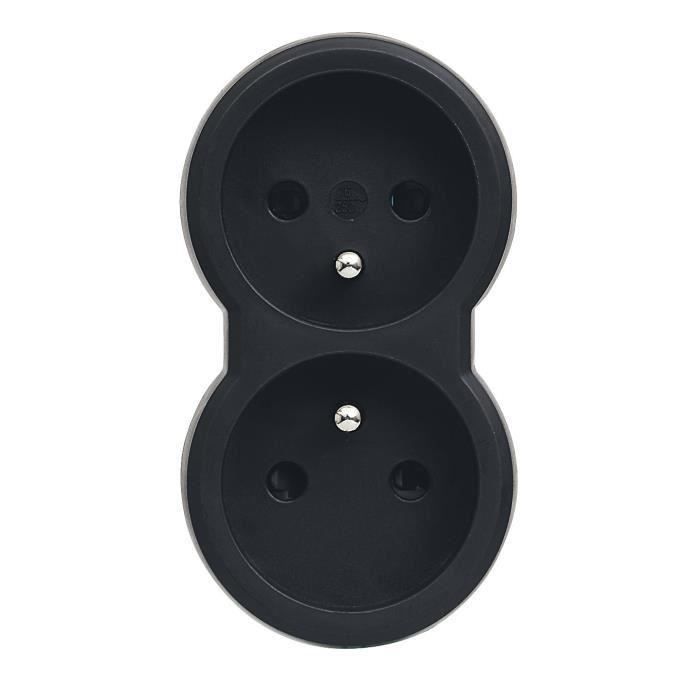 LEGRAND Fiche multiprise 16 A 2x2 P+T 2 sorties frontales - Noir (Lot de 3)