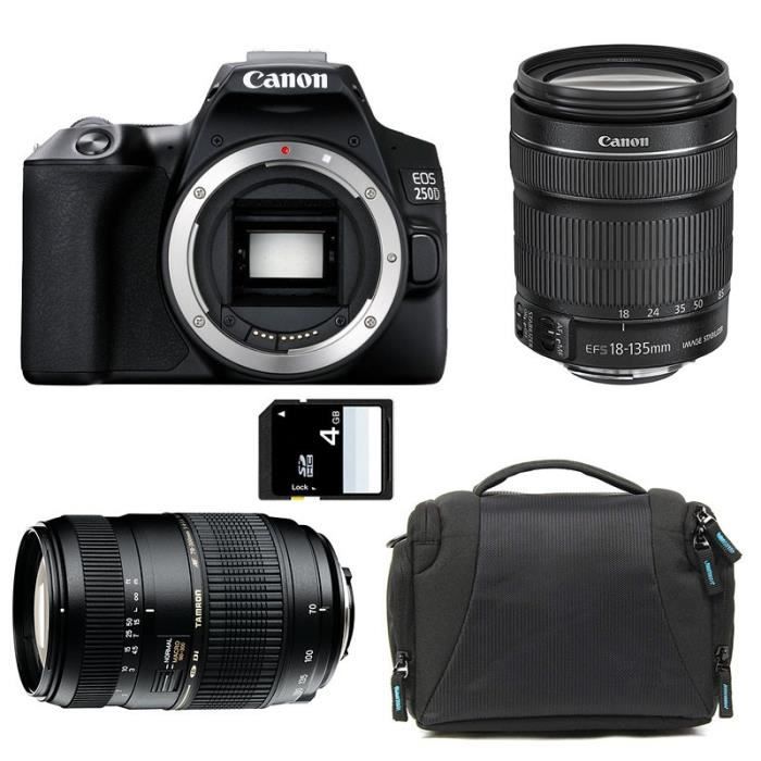 CANON EOS 250D + EF-S 18-135mm f/3.5-5.6 IS STM + TAMRON AF 70-300 f/4-5.6 Di Garanti 3 ans + Sac + Carte SD 4Go