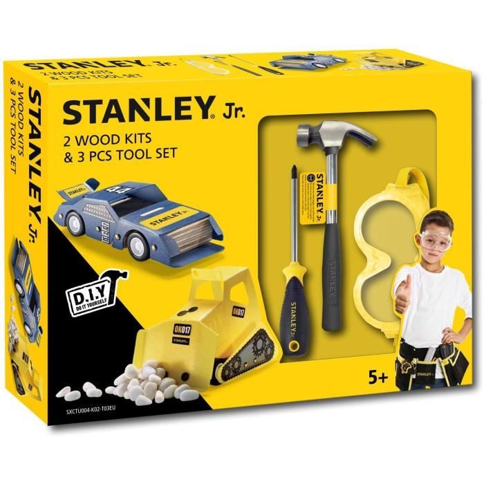 Stanley Jr - Kit 4 bricolage 3 outils - Jeu d'imitation - Initiation au bricolage - Outils réel pour enfant