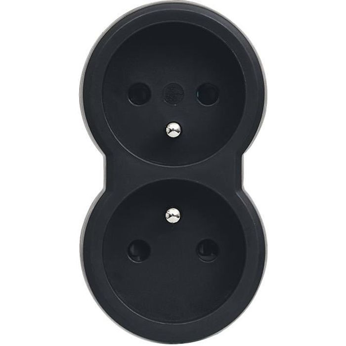 LEGRAND Fiche multiprise 16 A 2x2 P+T 2 sorties frontales noir