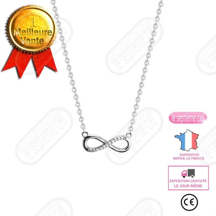 LSC® 925 8 caractères collier féminin style japonais et coréen infini simple, grande chaîne de la clavicule diamant
