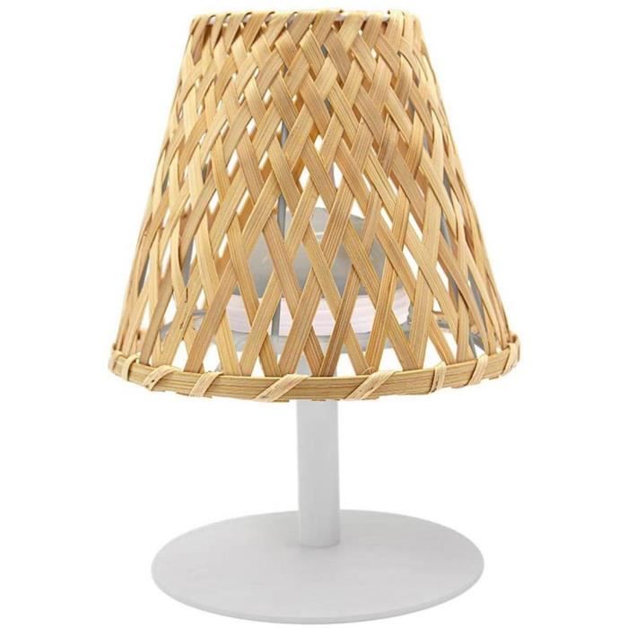 Lampe de table sans fil bambou naturel LED blanc chaud/blanc dimmable IBIZA H26cm